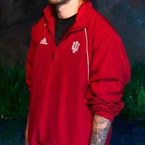 Red Adidas Windbreaker, Half-Zip. Size Large